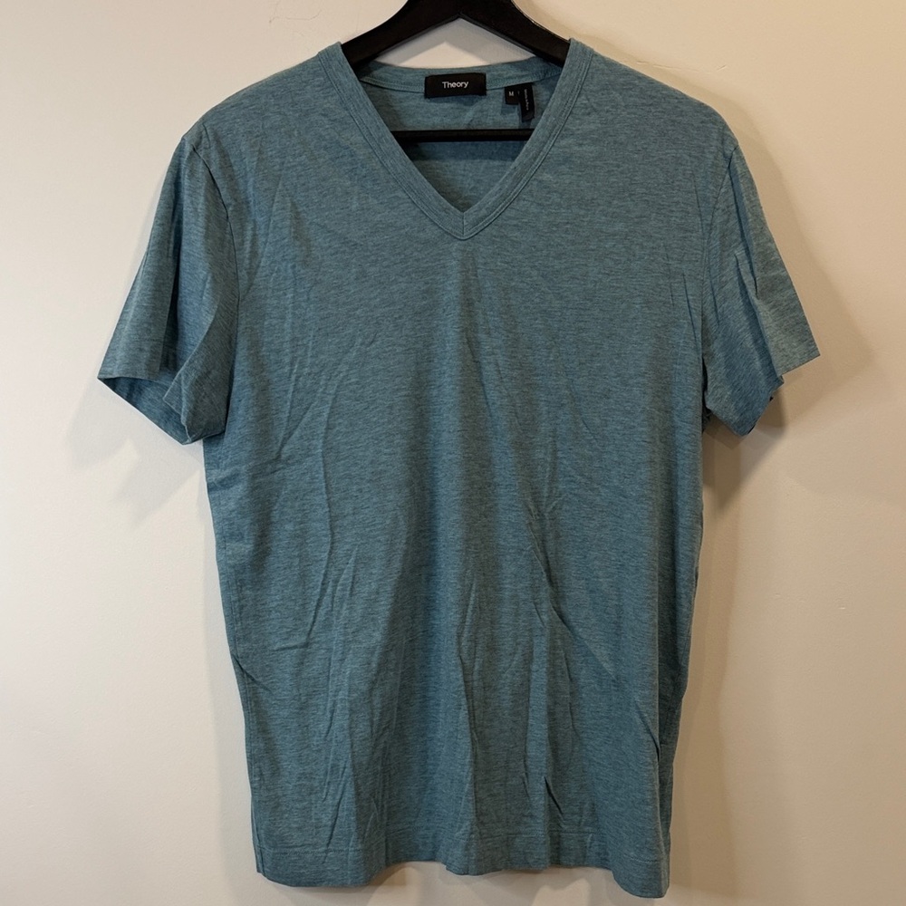 Theory Men’s V-Neck Short Sleeve Tee in Dusty Teal